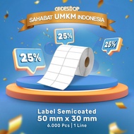 Semi-coated Label 50 x 30 50x30 2 Line contains 6000 Pcs Price Label Stickers