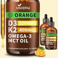 VivoNu Vitamin D3 K2 10000 IU with MK7-300 Virgin Coconut Oil Softgels, 2 in 1 Vitamins D & K Comple