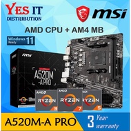 MSI A520M-A PRO MATX AMD AM4 MOTHERBOARD + AMD Ryzen™ 5000 Series Desktop Processors