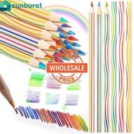 [Wholesale] Rainbow Pencil  - Colored Sketch Stationery - Can Sharpen Pencil - 7 Color In 1 Wooden Rainbow Gradient Crayon - Art Drawing Pencil Set - DIY Card Drawing Graffiti Gift