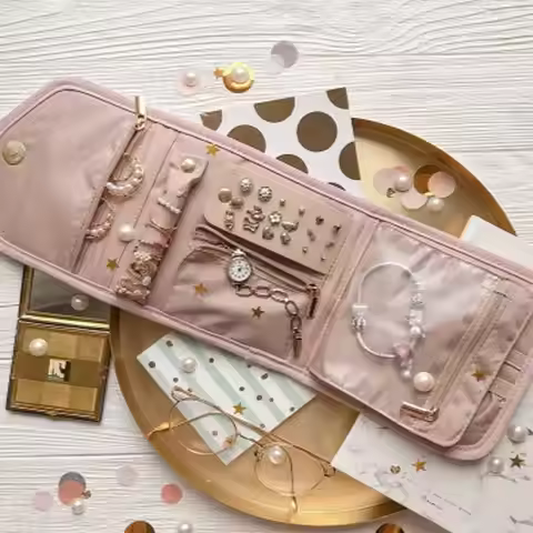 Foldable Jewellery Roll Convenient Jewellery Organiser Jewellery Bag Cosmetic Bag Jewellery Display 
