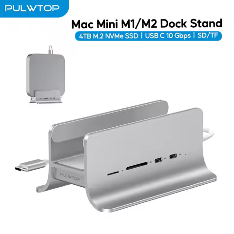 PULWTOP 5-in-1 USB C Hub for Mac Mini M1/M2, mac mini hub Supports M.2 NVMe SSD expansion, with 2x U