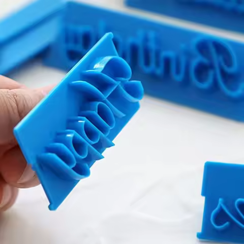 6pcs Cake Baking Molds Alphabet Letter Words Cookie Press Stamp Embosser Cutter Fondant Mould Happy