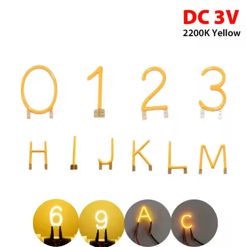 DC3V Letter Filament COB LED Filament Number Pattern Edison Lighting 2200K Yellow Diodes for Party D