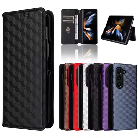 For Samsung Galaxy Z Fold 5 4 3 2 Magnetic Card Flip Leather Stand Phone Protective Case For Galaxy 