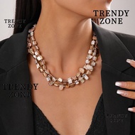 TRENDYZONE Colorful Necklace, Double-layer Irregular Beaded Necklace, Women Trend Elegant Exaggerate
