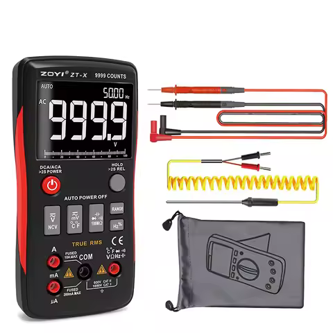 ZOYI ZT-X True RMS 9999 Counts Button Design Auto-Ranging DMM AC/DC Voltage Current Multi Meter Test