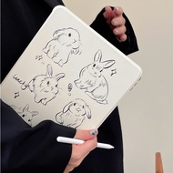Line Rabbit English Letters 360 Rotatable Magnetic iPad Case with Pen Slot Compatible for iPad Pro 2