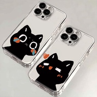 HL| Casing for iPhone 6 6s 7 8 Plus X Xr Xs Max 11 12 13 14 15 16 Pro Max Clear Adorable Black Tears