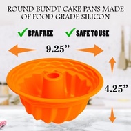 Round Bundt Cake Pans - Round Silicone Baking Mold (For Baking Nonstick 9 Inch Fluted Cake Pan for J