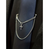 [Gentleman Equipment] Men Simple Cross Fashion Tie Chain Accessories Fashion Chain Tie Buckle Holder