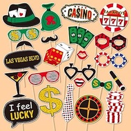 24 Pcs Las Vegas Casino Party Decorations, Casino Night Playing Games Themed Photo Booth Props, 777,