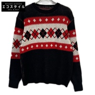 เสื้อสเวตเตอร์คอกลมสีแดงลายอาร์ไกล์ Needles 2024 PU316 ไซส์ XS [มือสอง]