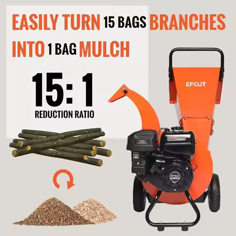 Wood Chipper 4" inch Max Diameter Capacity 9 HP 274cc Gas Powered Engine Heavy Duty Shredder Mulcher
