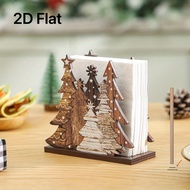 D-Planet 1-Piece Christmas Tree Napkin Holder, Wooden Sign With English Letters, Elderly, Snowman An