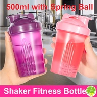 Shaker Bottle With Stainless Steel Wire Whisk Ball Shaker / Fitness Shaker Cup with Lid &amp; Scale Measurement