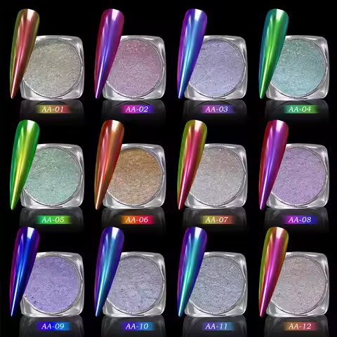 0.3g Magic Mirror Chameleon Polarizing Chrome Nail Powder Shimmering Holographic Effect on Nail Art 