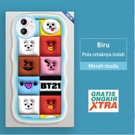 Jasouwe Apple iphone 12 13 14 Plus Mini Pro Max Phone case BTS BT21 Pattern 3D Colorful Wave sofe ca