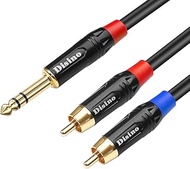 Disino RCA to 1/4 Insert Cable, 6.35mm TRS Male to Dual RCA Audio Y Splitter Cable, Quarter inch Ste