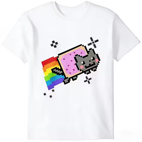Nyan Cat Graphic Printing Summer Luxury Brand Cotton Men's and Women's T-Shirts Short Sleeves Street