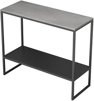 Rock Board Sofa Side Corner Few Living Room Iron Square Table Small Tea Table Bedside Cabinet (Color : Black+gray) vision