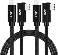 RVP+ 90 Degree USB C to USB C Cable (20Gbps, 2Pack, 6FT), 100W Right Angle USB C Charger, 4K Video Output with E-Marker for Thunderbolt 4/3 - Black