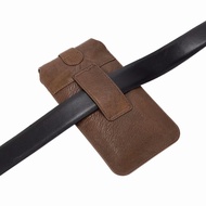 AT/👜Mobile Phone Waist Bag Apple Huawei Samsung Cattlehide Cover Mobile Phone Bag Belt Waist Hanging Bag Belt Men's Vert