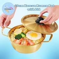 S.D Periuk Mee Ramen Korea dengan Penutup | Periuk Keluli Tahan Karat untuk Sup