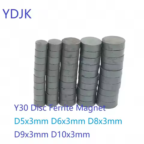 10 50PCS/LOT Disc Ferrite Magnet 5*3 6*3 8*3 9*3 10*3 Strong Y30 Black Round Permanent Magnets 5x3 6