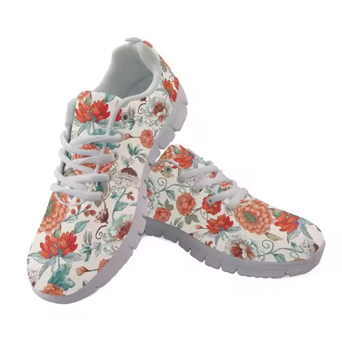 Coloranimal Vintage Floral Men's Slip on Shoes Breathable Comfortable Women Running Shoes for Gym