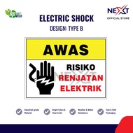 Electric Shock Risk Hazard Sign | Safety Signage | Sticker or Sticker with Board