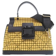 近全新 Roger Vivier 兩用手提包，斜/肩包，織物和皮革材質，黃色，0592 [二手] Roger Vivier
