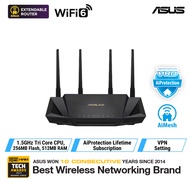 ASUS RT-AX3000 V2 AX3000 Dual Band WiFi 6 Extendable Router - AiMesh, Built-in VPN, AiProtection Pro