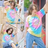 เสื้อมัดย้อม สีรุ้งพาสเทล KT21 - ผ้า COTTON100%  นุ่มหอม ใส่สบาย (ย้อมเองทุกตัว)