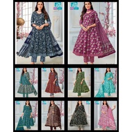 READY STOCK COTTON ANARKALI SUITS 3PCS