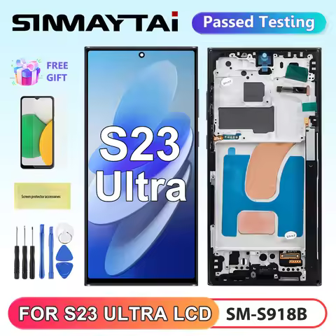 TFT Display For Samsung Galaxy S23 Ultra 5G S918B S918B/DS Display Touch Screen Digitizer with Frame