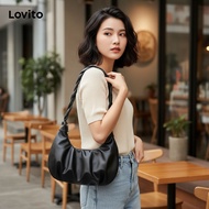 Lovito Casual Top Handle Tote Bag Plain Plicated Bag for Women L66AD043\3