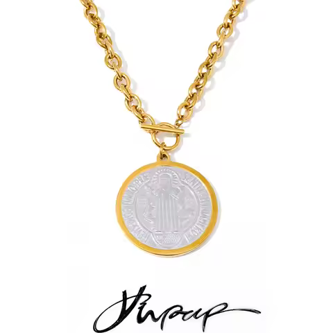 Yhpup Personalized Stainless Steel Double Sided Round Pendant Necklace Arrivals Belief Blessings Rel