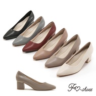 FM SHOES Classic Diagonal Mouth Pressure Relief Water Repellent Heels High Heels for Women