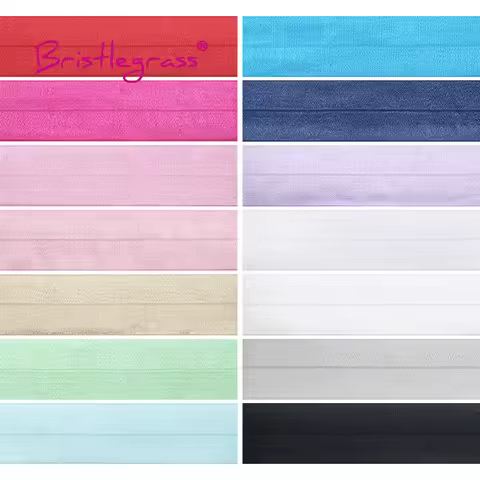 BRISTLEGRASS 2 5 10 Yard 1-1/2" 40mm Shiny Fold Over Elastics FOE Spandex Satin Band Webbing Tape Fa