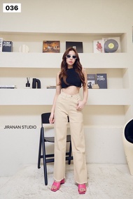 Bave 036 กางเกงยีนส์ทรงกระบอกขาตรงเอวสูง งานเกาหลี BAVE jeans ผ้ายืดเกรดพรีเมี่ยม