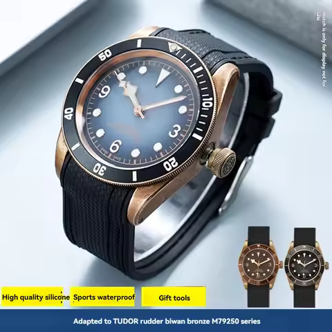 For TUDOR Blue Bay Bronze M79250 Small Copper Flower Arc Mouth Silicone Watch with TUDOR 43m Dial Wa