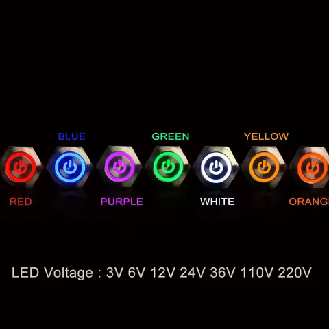 12mm Button without Fixatio Instant Black Aluminum ON OFF Ring Illuminated Car Pushbutton Switch 3V 