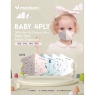 Ready stock MEDISON Baby 4Ply 3D Premium Soft Medical Face Mask Disposable - 20pcs/box