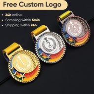 1PCS Free Customized Logo Gold, Silver, Copper, Metal Award, Medal Winners' Trophy, Football Encoura