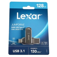 Lexar JumpDrive Dual Drive D400 128GB USB 3.1 Type-C/A Flash Drive (R: 130MB/s), LJDD400128G