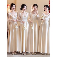 bridesmaid dress bridesmaid dress plus size Champagne Satin Long-Sleeved Bridesmaid Dress | Stylish 