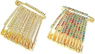 Golden and Multistones Color Diamonds Designer Safety pin or Saree pin Set - 24 Pcs