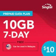 Singtel Prepaid $10 / 7 Days / 10 GB Data 4G for Singapore/ Data Roam 10 GB Malaysia / Top Up / Renew / Recharge