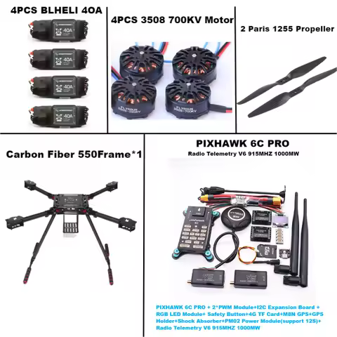 BCUBE 550 Hexa Frame PIXHAWK 6C PRO M8N M9N M10 Control Carbon Ardupilot Radio Telemetry Quadcopter